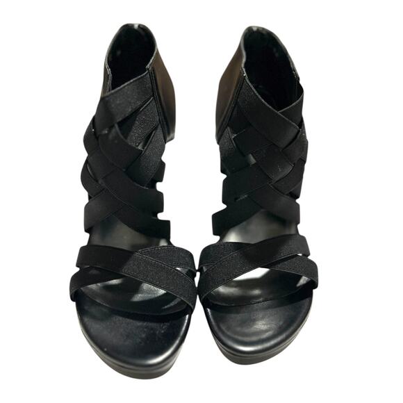 Stuart Weitzman Black Platform Stiletto Heel Multi Stretch Strap Heels Size 6 M - Picture 3 of 9